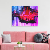 Moderne, einzigartige, lebendige Rot-Schwarz-Blau Leinwanddruck (Insitu (Wohnzimmer))