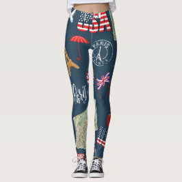 Moderne, einzigartige Marineblau Paris London USA  Leggings