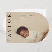 Moderne, einzigartige Minimal-Foto-Geburtserklärun Einladung (Vorne/Hinten)