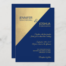 Moderne, einzigartige Navy Blue & Gold Foil Hochze