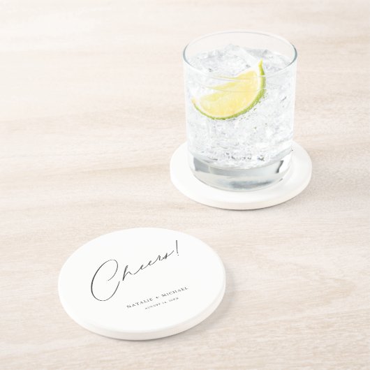 Moderne, einzigartige Personalisierte Hochzeit Getränkeuntersetzer (Seite)