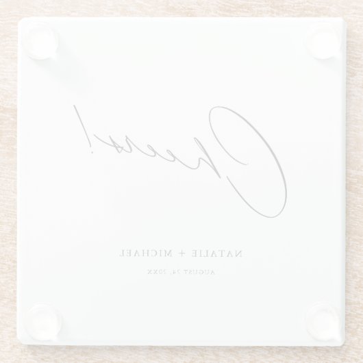 Moderne, einzigartige Personalisierte Hochzeit Glasuntersetzer (Rückseite)