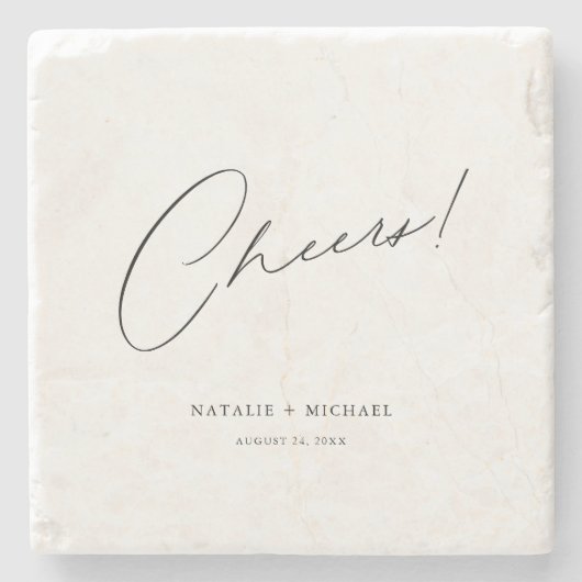 Moderne, einzigartige Personalisierte Hochzeit Steinuntersetzer (Vorderseite)