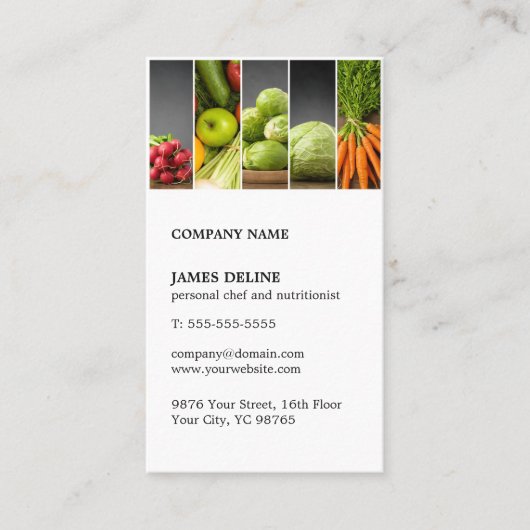 Moderne, einzigartige pflanzliche Koch Ernährung Visitenkarte (Vorderseite)
