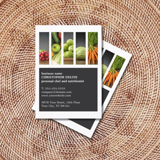 Moderne, einzigartige pflanzliche Koch Ernährung Visitenkarte
