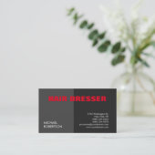 Moderne, einzigartige Rot-Grau-Haartrockner Visitenkarte (Stehend Vorderseite)