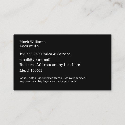 Moderne, einzigartige Schlosshopkarten Visitenkarte (Rückseite)