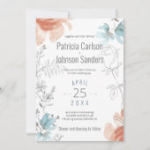 Moderne, einzigartige, staubblaue Pfirsich und gra Einladung (Vorderseite)