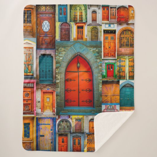 Moderne einzigartige Vintage Tür-Kunst-Fotografie Sherpadecke (Vorderseite)