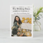 Moderne, einzigartige Zeitung Geburtstagsparty Einladung (Stehend Vorderseite)