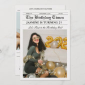 Moderne, einzigartige Zeitung Geburtstagsparty Einladung (Vorne/Hinten)