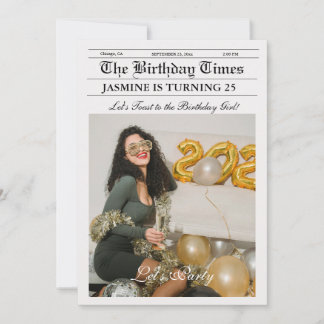Moderne, einzigartige Zeitung Geburtstagsparty Einladung