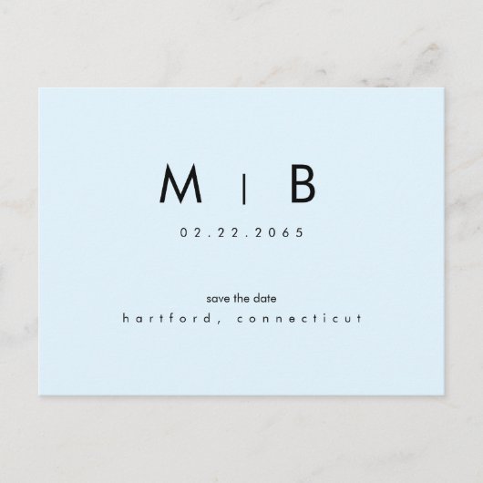 Moderne eisblaue Monogramm-Hochzeit retten das Dat Postkarte (Vorderseite)