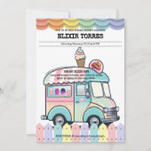 Moderne Eiscreme LKW Sprinkles Babydusche Inviv Einladung (Vorderseite)