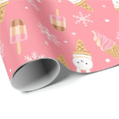 Moderne Eiscreme Pink Winter Weihnachtsmuster Geschenkpapier (Rolleneckpunkt)