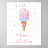 Moderne Eiscreme Sprinkles Geburtstag Willkommen Poster (Vorne)