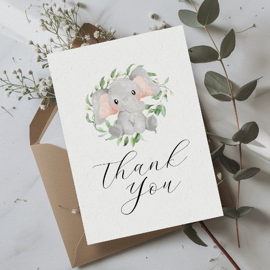Moderne Elefant Greenerenery Babydusche Dankeskarte