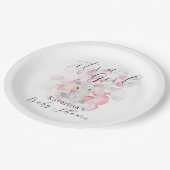 Moderne Elefantenflora Es ist eine Girl Baby Dusch Pappteller (Schrägansicht)