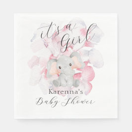 Moderne Elefantenflora Es ist eine Girl Baby Dusch Serviette