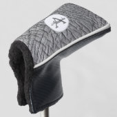 Moderne Elefantenhaut grau mit Monogramm und Name Golf Headcover (3/4 Vorderseite)