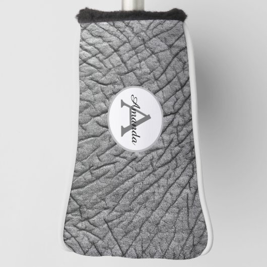 Moderne Elefantenhaut grau mit Monogramm und Name Golf Headcover (Rotieren 90)