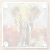 Moderne Elefantenölmalerei Abstrakt Glasuntersetzer (Rückseite)