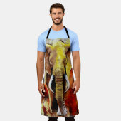 Moderne Elefantenölmalerei Abstrakt Schürze (Getragen)