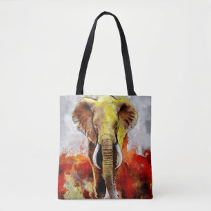 Moderne Elefantenölmalerei Abstrakt Tasche