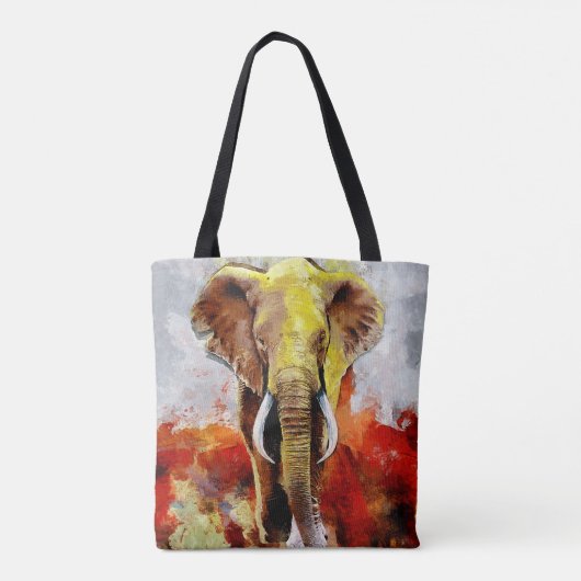 Moderne Elefantenölmalerei Abstrakt Tasche (Rückseite)