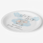 Moderne Elefantenwolken Es ist eine Baby-Dusche Pappteller (Schrägansicht)