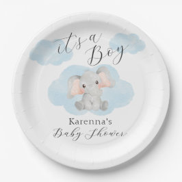 Moderne Elefantenwolken Es ist eine Baby-Dusche Pappteller