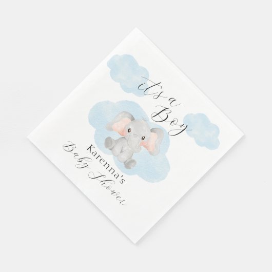 Moderne Elefantenwolken Es ist eine Baby-Dusche Serviette (Ecke)