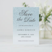 Moderne Eleganblau Save the Date Quinceanera (Stehend Vorderseite)