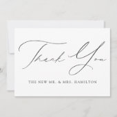 Moderne Elegance Black Script Wedding Dankeskarte (Vorderseite)
