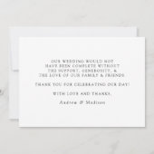 Moderne Elegance Black Script Wedding Dankeskarte (Rückseite)