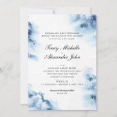 Moderne Elegance Blaue Wasserfarbe Einladung zur H (Vorderseite)