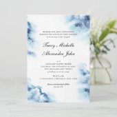 Moderne Elegance Blaue Wasserfarbe Einladung zur H (Stehend Vorderseite)