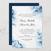 Moderne Elegance Blaue Wasserfarbe Einladung zur H (Vorne/Hinten)