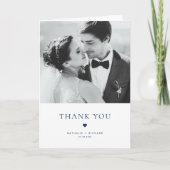 Moderne Elegance Blue Typografy Wedding Dankeskarte (Vorderseite)