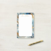 Moderne Elegance Blue White Gold Post-it Klebezettel (Auf Schreibtisch)