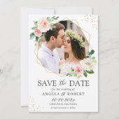 Moderne Elegance Blush Geometric Foto Rahmen Save The Date (Vorderseite)