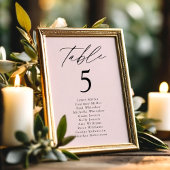 Moderne Elegance Blush Tischnummer Sitzkarte