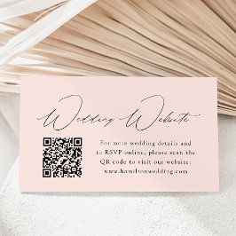 Moderne Elegance Blush Wedding Website QR Code Begleitkarte