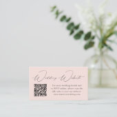 Moderne Elegance Blush Wedding Website QR Code Begleitkarte (Stehend Vorderseite)