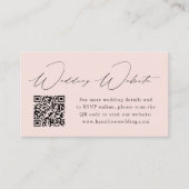 Moderne Elegance Blush Wedding Website QR Code Begleitkarte (Vorderseite)