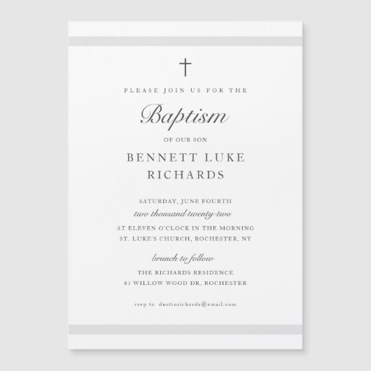 Moderne Elegance Boys oder Girls Taufe Magnetkarte (Vorderseite)