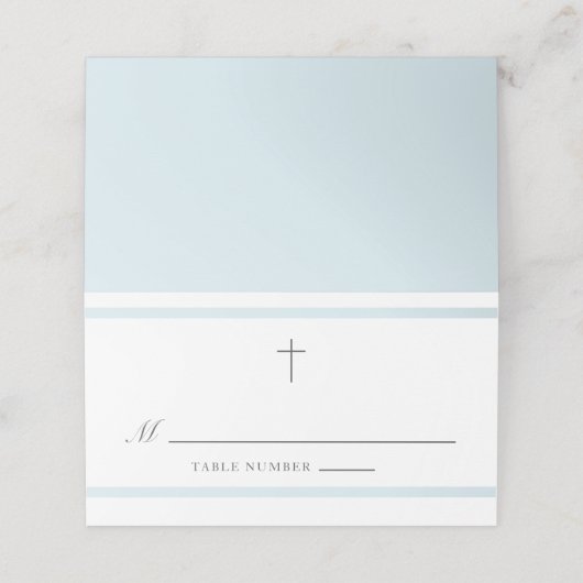 Moderne Elegance Boys Taufe Platzkarte (Außenseite Aufgefaltet)