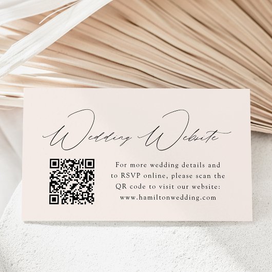 Moderne Elegance Cream Wedding Website QR Code Begleitkarte