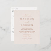 Moderne Elegance Creme and Rose Folie Einladungspostkarte (Vorderseite/Rückseite)