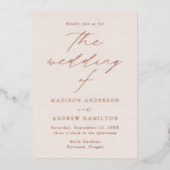 Moderne Elegance Creme and Rose Folieneinladung (Vorderseite)